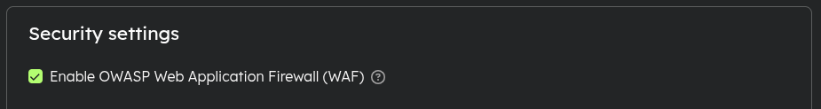 WAF enabling interface